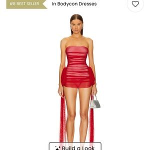 Norma Kamali Red Strapless Bodycon Cocktail Dress